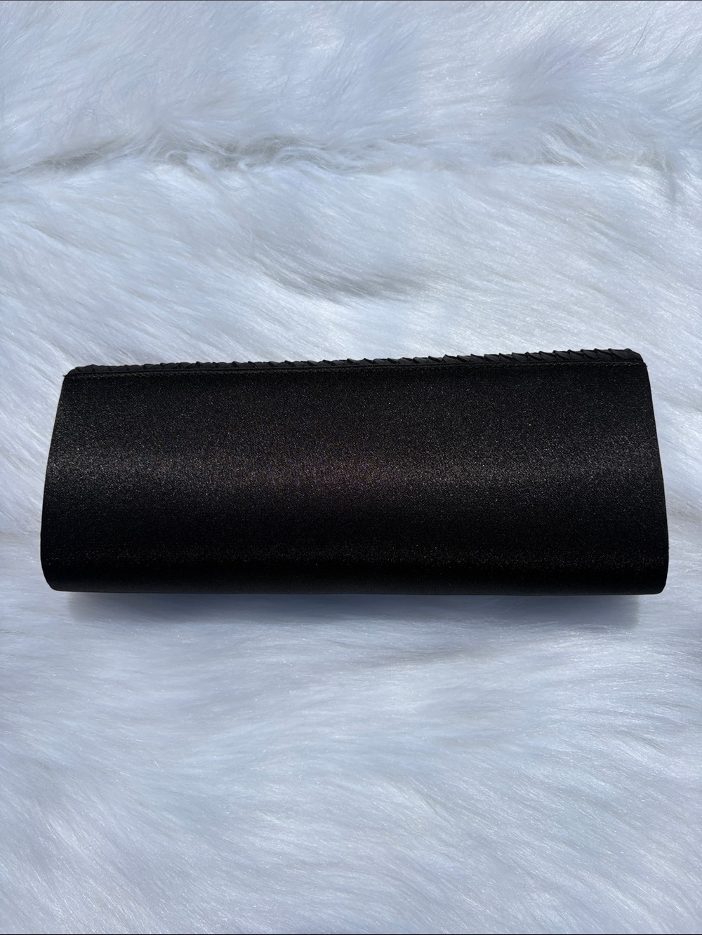 LAURA FORMAL WEAR~ Black Satin Envelope Clutch with Textured Flap - Picture 2 of 7